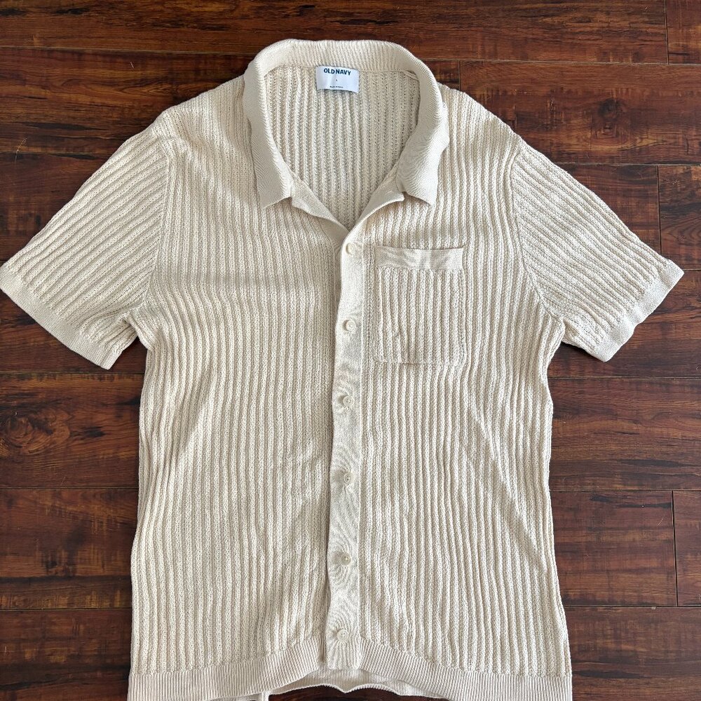 Woven Button-Up Polo Shirt